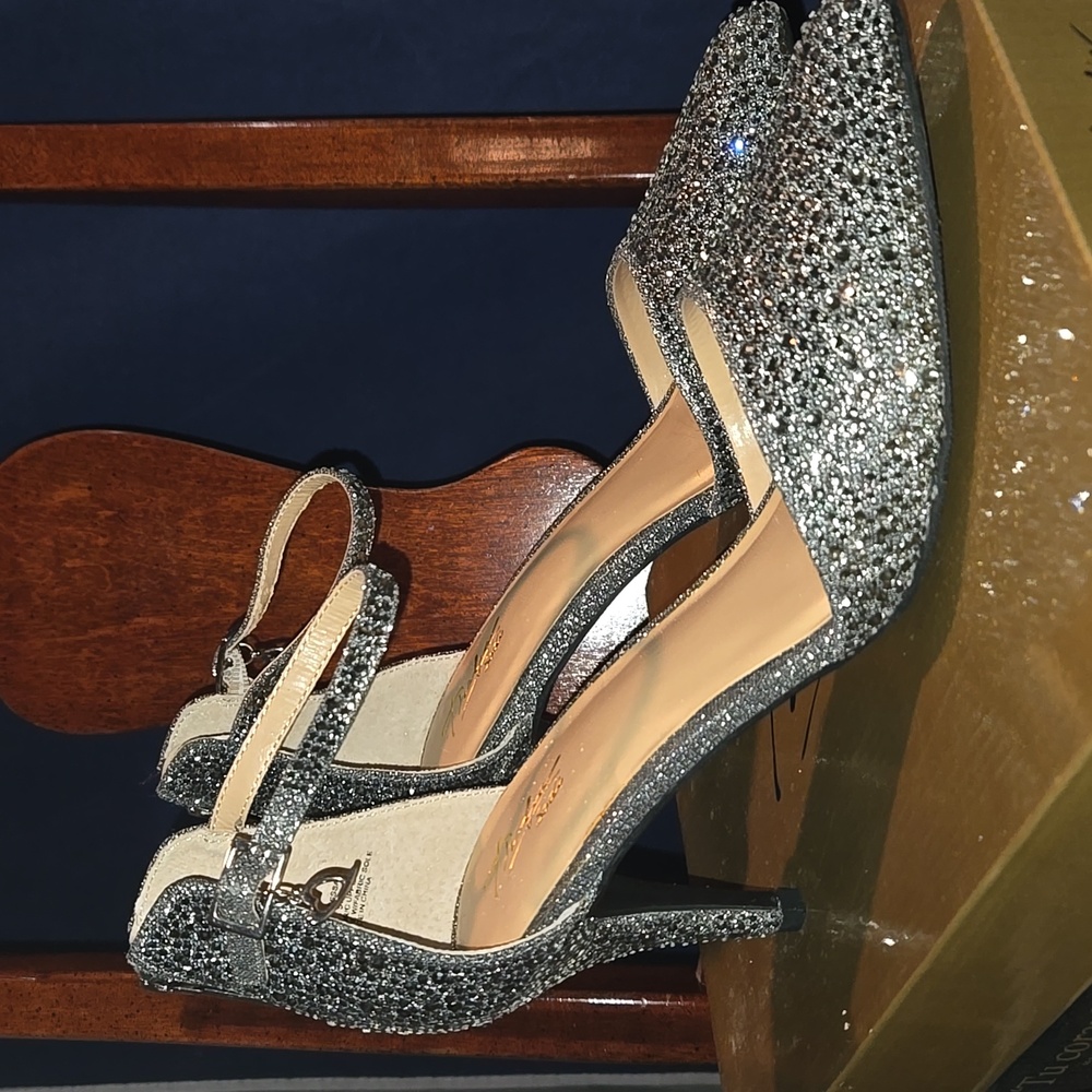 Elegant Silver Glitter Heels